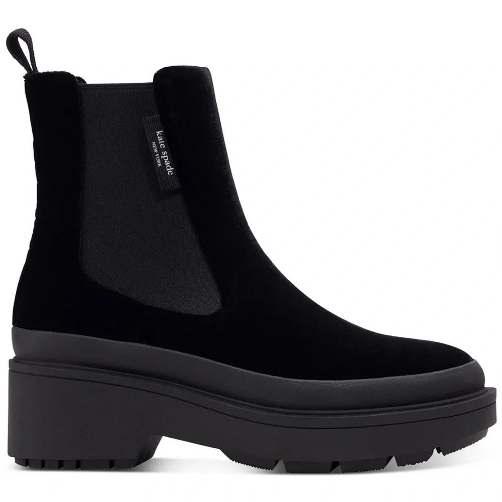 Kate Spade New York Winnie Black Velvet Chelsea Boots MSRP $248 11 Medium New - Picture 2 of 10